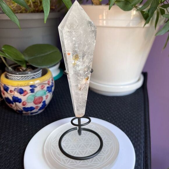 No Brand Other - Clear Quartz Crystal with Rainbow Flash, Golden‎ Healer and Speckle of Pyrite